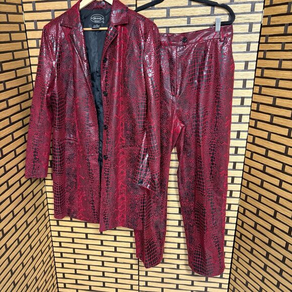 Jackets & Blazers - Selene Sport Red And Black Snakeskin Print Jacket And Pants Size 12